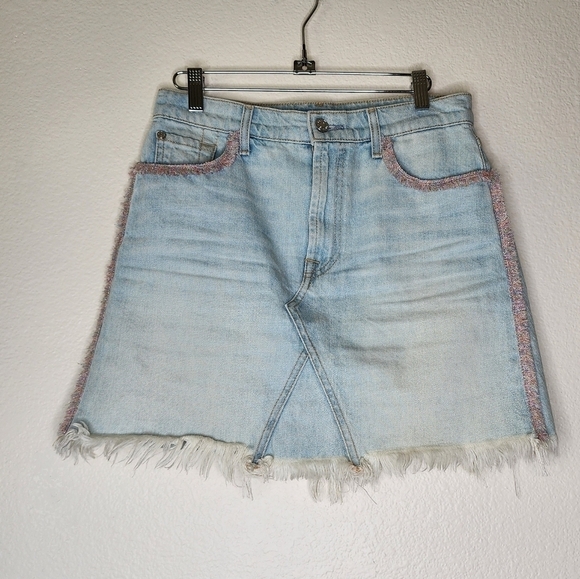 7 For All Mankind Pastel Rainbow Fringe Mini Skirt 27 - Picture 4 of 11
